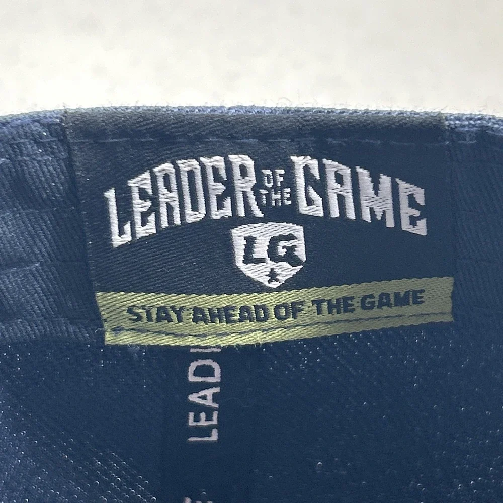 Leader of the Game Dallas Script Snapback Hat Navy Blue Adjustable Embroidered